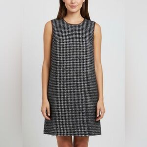 HACHE Sleeveless Mini Blossom Shift Dress in Black Gold Cotton Wool Blend 42/6/M